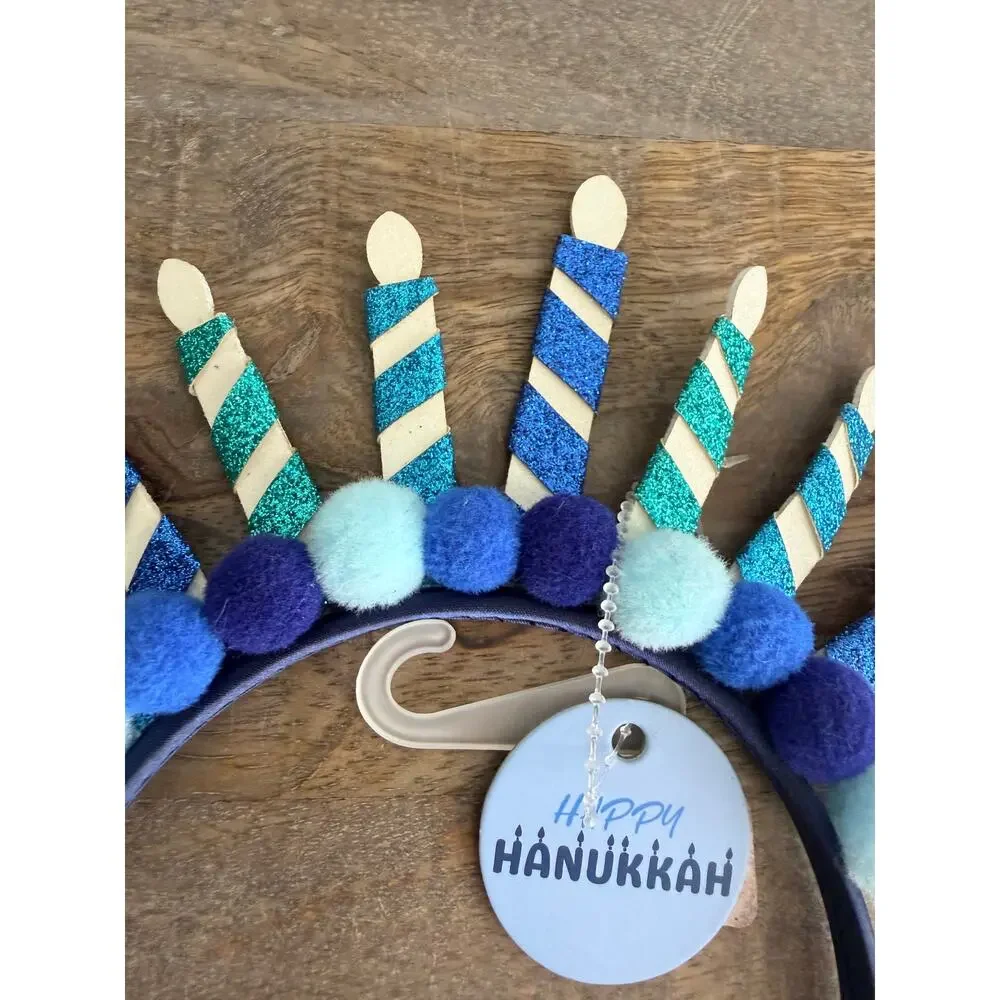 New Hanukkah Menorah and Dreidel Headband and Hair Clip Hair Accessories Set